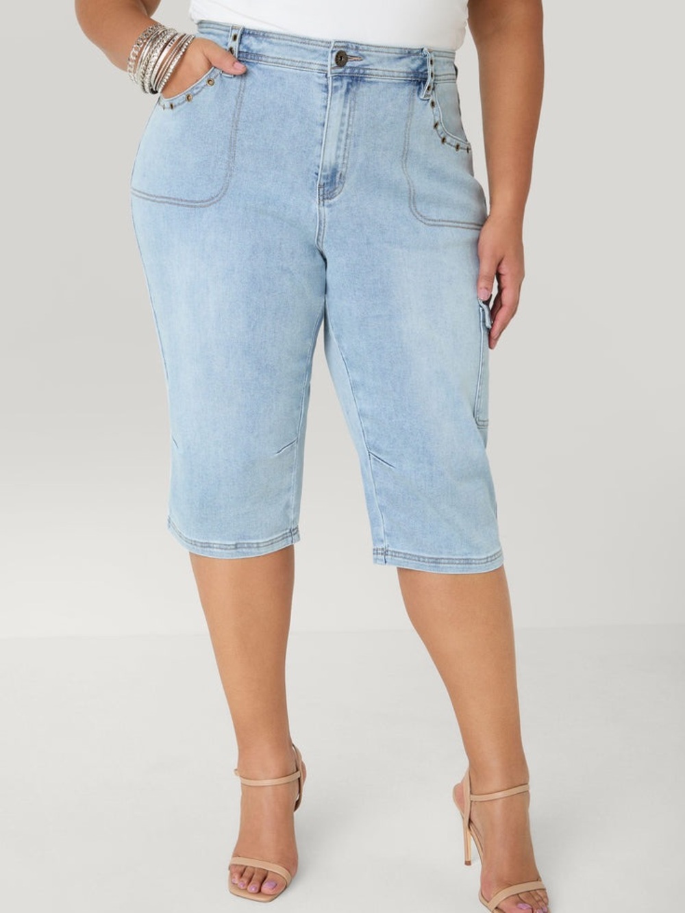 Ashley Stewart Grommet Denim Capris